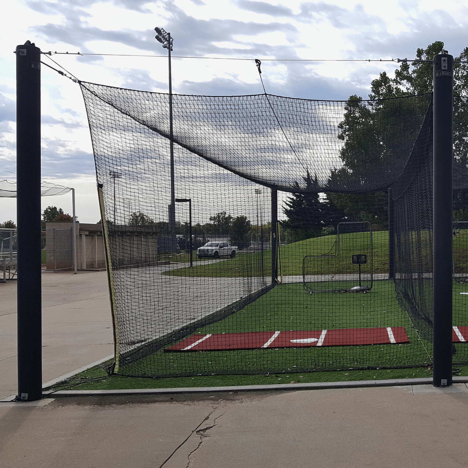 custom outdoor batting cage mastodon system at public city park